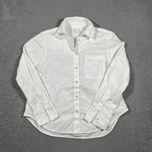 Lululemon Women's Sz S White Relaxed-Fit Cotton-Blend Poplin Button-Down Shirt
